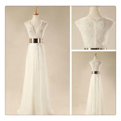 Custom Made White Floor Length Prom Dresses,..