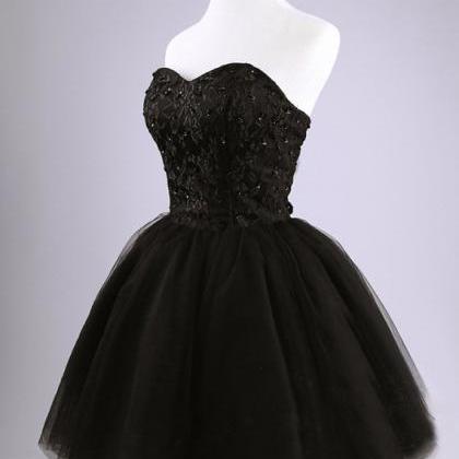 Black Short Cocktail Dresses,ball Gown Sweetheart Backless Party Dress ...
