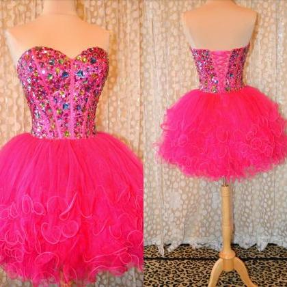 Short Ball Gown Homecoming Dresses,sweetheart Backless Crystals Prom ...