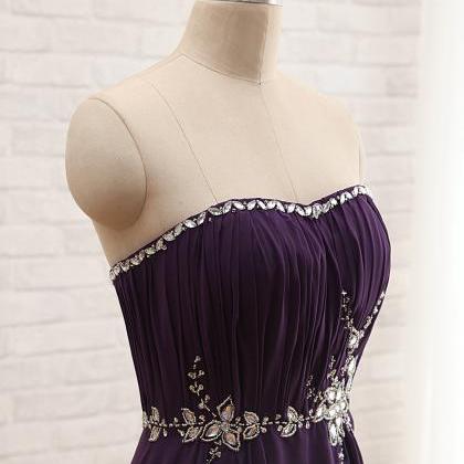 Elegant Purple Long Chiffon Formal Party Dresses..