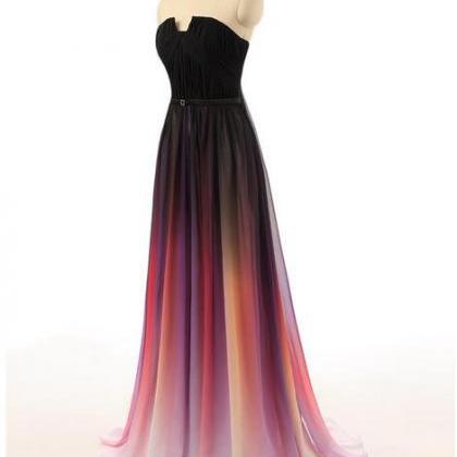 Gradient Ombre Chiffon Prom Dress Evening Dress..