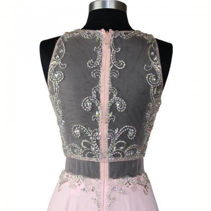 Elegant Pink Long Chiffon Prom Dresses 2015 Newest..