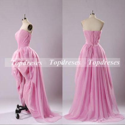Custom Made Fashion Prom Dress Pink Chiffon..