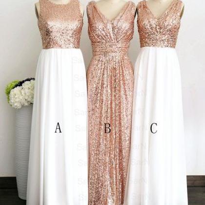 3 Style Long Sequins Chiffon Bridesmaid Dresses..
