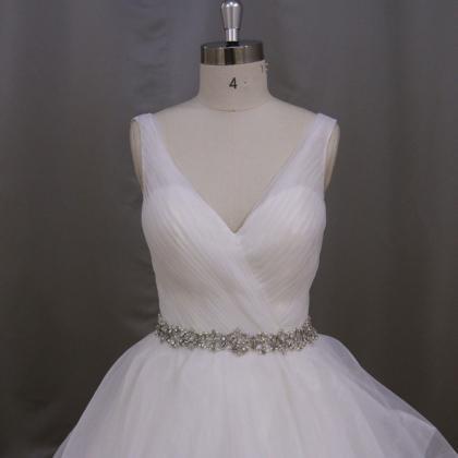 Open V-back And Graceful Romantic Wedding Dresses..