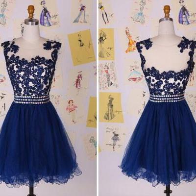 New Short Prom Dresses Special Occasion Dresses Blue Lace Party Gown,Cocktail Dresses