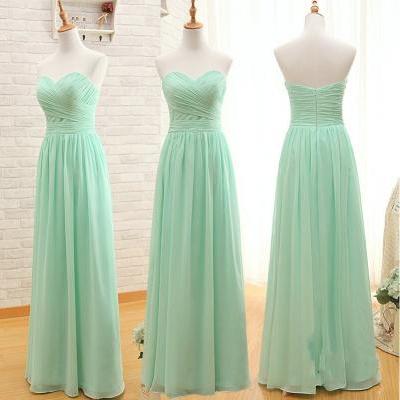 Mint Green Strapless Prom Dress, Bridesmaid Dress