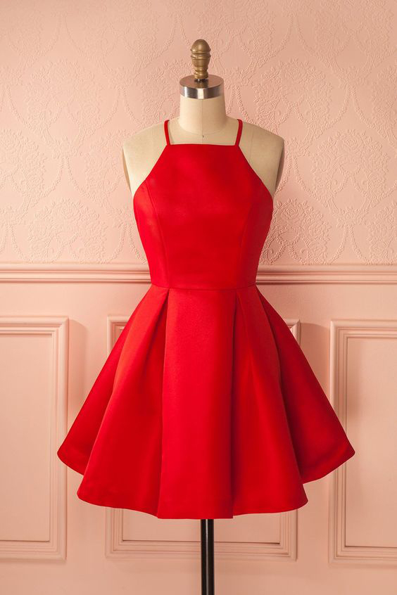 Simple A-line Homecoming Dresses Satin Cocktail Dresses Party Dresses