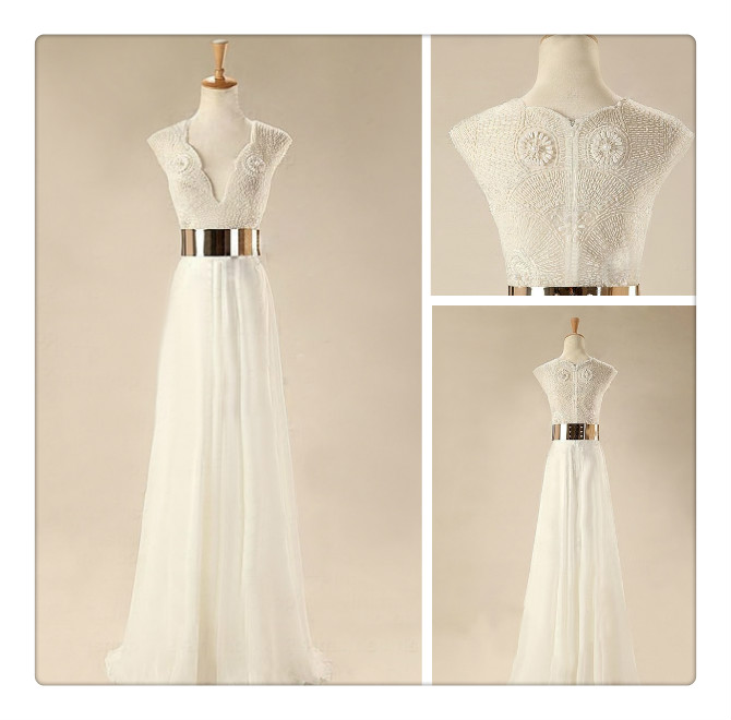 Custom Made White Floor Length Prom Dresses, Wedding Dresses, Dresses For Prom, Evening Dresses,wedding Dress