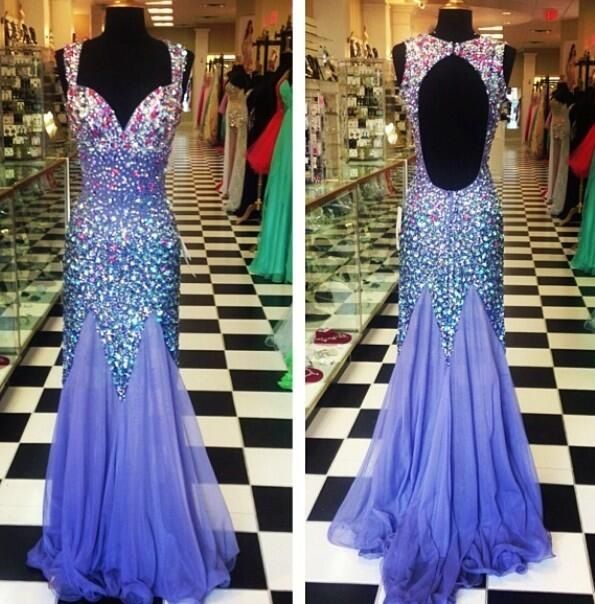 Luxury Sexy Prom Gowns Hot Selling Mermaid Sweetheart Spaghetti Backless Crystals Sweep Train chiffon Evening Party Dresses