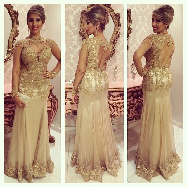 Gold Lace Evening Gown Online Shop, UP ...