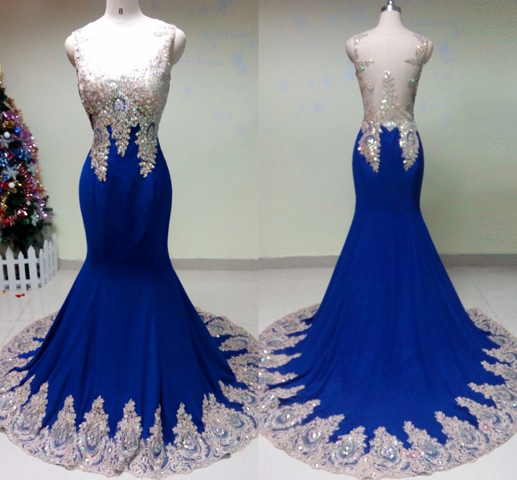 royal blue party wear gown