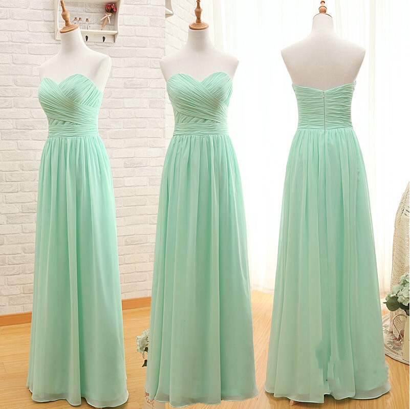 Mint Green Strapless Prom Dress, Bridesmaid Dress on Luulla