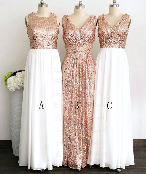 3 Style Long Sequins Chiffon Bridesmaid Dresses For Wedding Party Long Chiffon Bridesmaid Dresses