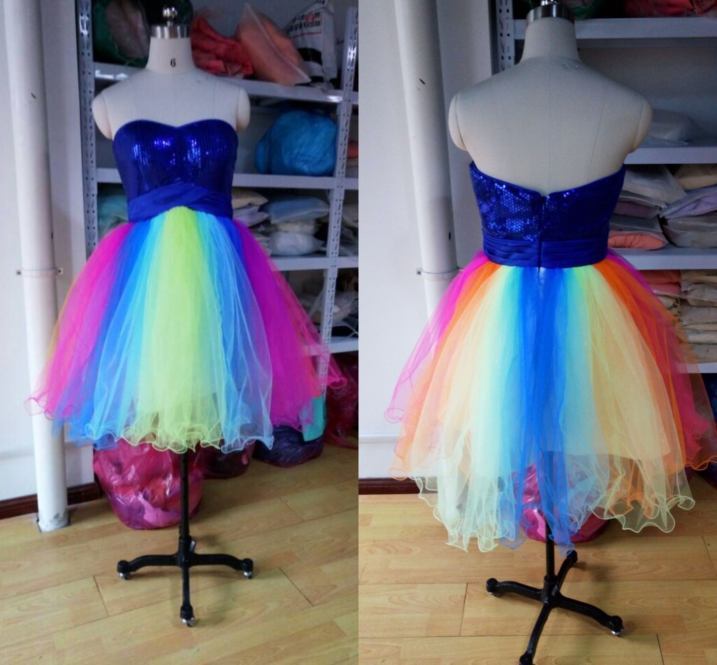 rainbow homecoming dresses