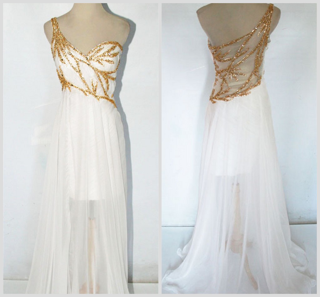 gold reception gown